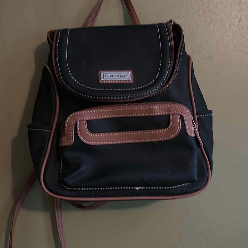 St.johns Bay backpack purse black and tan